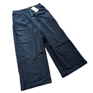 Joyfolie Sawyer Pants Women Large Black Wide Leg Cropped Cotton NWT Capri Boho